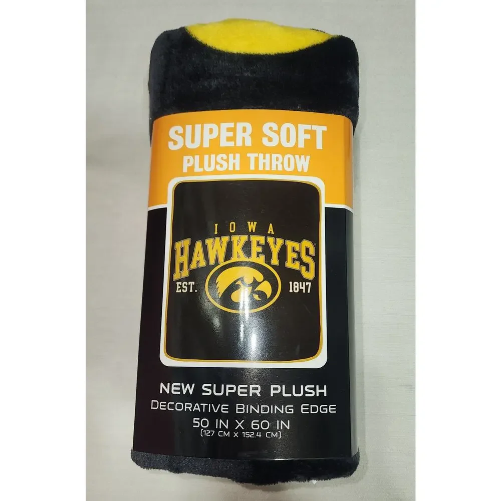 Iowa Hawkeyes throws blanket 60'' x 50'' decorative binding edge